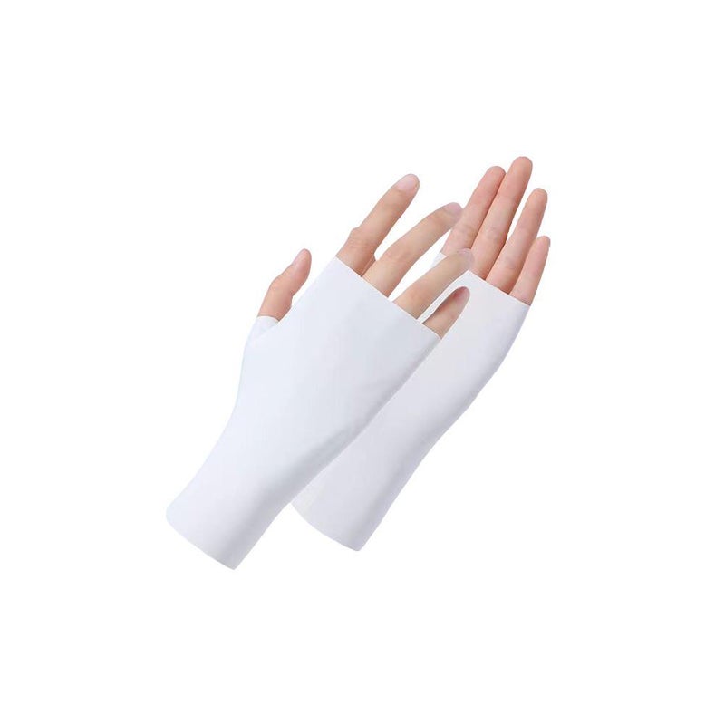 2025 New Style Sunscreen Ice Silk Gloves Summer Half-Finger Gloves Women's UV Protection Simple Half-Finger Thin Gloves